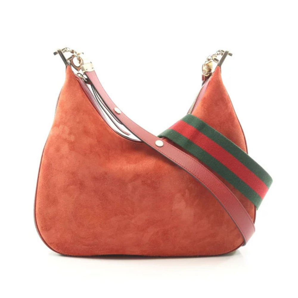 Gucci Attache Shoulder Bag Suede Leather Red Green Yellow